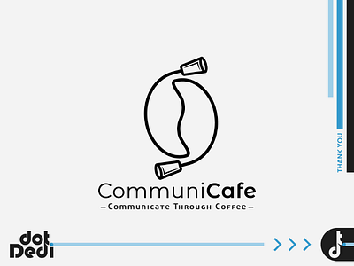 CommuniCafe Logo black and white brand branding coffee coffee logo double meaning logo dual meaning logo logo logo design phone string phone