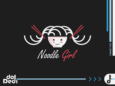 Noodle Girl Logo branding chopstick double meaning dual meaning girl logo logo design noodle