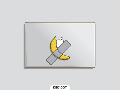Banana Duct-taped on Mac art banana cartoon design fruit illustration joke laptop mac taped