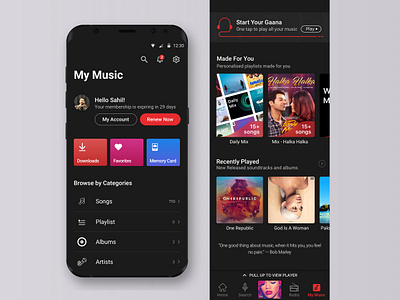 My Music UI android ui black clean clean app creative ios design music music app my account my music my profile navigation design profile design ui user experience design ux visual design