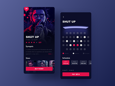 Movie ticketing software design app design icon ui ux