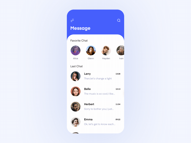 Chat interface app design icon ui ux