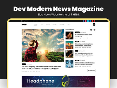 Dev Modern News Magazine Blog Website UI Template amp news blog breaking news design dev download game news health news journal magazine news newspaper online magazine online newspaper publisher social news studio tech news ui ux