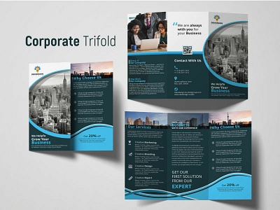 Corporate Trifold Brochure blue brochure business corporate exclusive modern simple template trifold unique