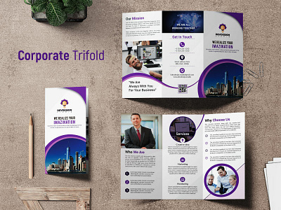 Corporate Trifold Brochure blue brochure business corporate exclusive modern simple template trifold unique