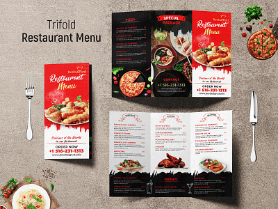 Modern Restaurant Menu Trifold Brochure brochure exclusive eye catching menu modern restaurant simple template trifold unique