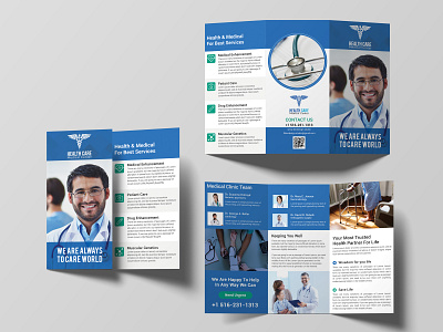 Medical Trifold Brochure a4 awesome blue branding brochure business corporate design exclusive flyer health care hospital medical modern simple template trifold unique