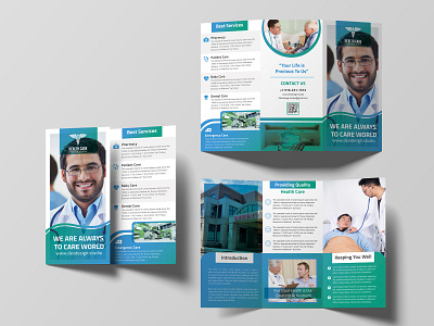 Medical Trifold Brochure a4 blue branding brochure business corporate exclusive green health care hospital medical modern simple template trifold unique