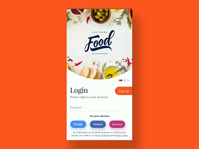 Food Delivery App UI/UX adobe xd adobexd delivery delivery app design food login motion ui ui design uiux xd