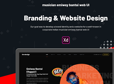 Free Download Musician Emiway Bantai web UI artist audio band branding concept design devdesign dj download events free freebie freebies grid musician typography ui web application website