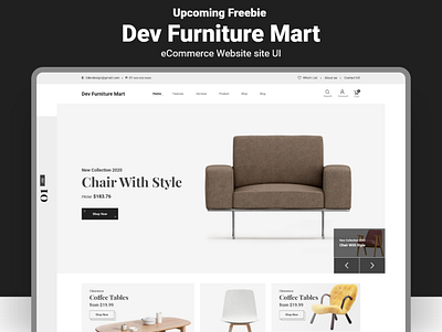 Upcomming Freebie Furniture eCommerce Website UI business corporate design dev ecommerce exclusive freebie furniture graphic minimal modern simple ui upcomming ux website