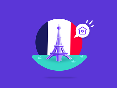 Calling France Home 🇫🇷 2d adobe blog brand design designer digital art expats france hanateh home icon illustration paris paysend purple simple sketch vector illustration