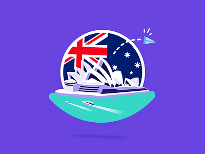Gidday maaate 🇦🇺 2d adobe australia country design fintech flag flat design hanateh illustration paysend purple simple sketch sydney vector