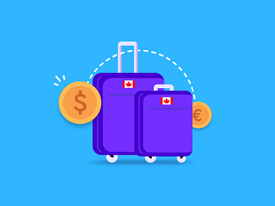 Move to Canada 🇨🇦 2d app canada fintech flat design hanateh illustration money transfer paysend purple ui design vector illustration