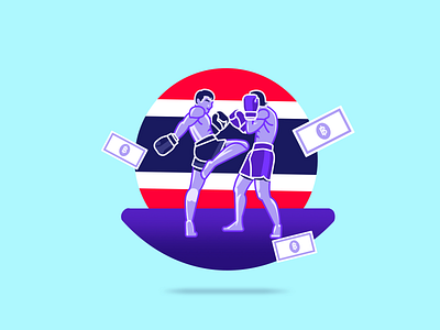 Thai kick boxing 🥊 2d blog post character design fintech flat design illustration money money transfer muay thai paysend sketch app sport thailand ui design vector illustration