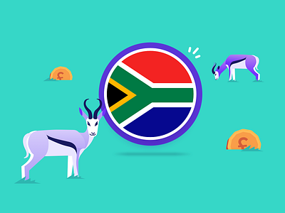 It's a Springbok bru 🦌 2d animal app blog post cute finance fintech flat design hanateh illustration money transfer paysend sa simple south africa springbok ui design