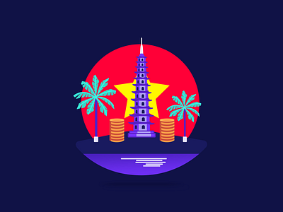 Hanoi City 🇻🇳 2d app blog post building design finance fintech flat design hanateh hanoi illustration money transfer paysend simple ui design vector vector design vietnam