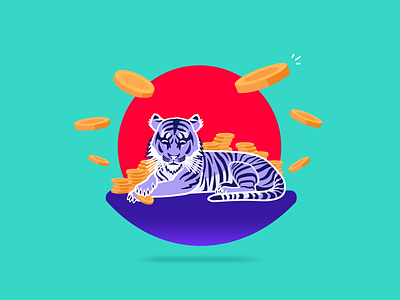 Bengal Tiger 🐯 2d app bangladesh bengal blog post cute design fintech flat design hanateh illustration money transfer paysend simple tiger ui design vector