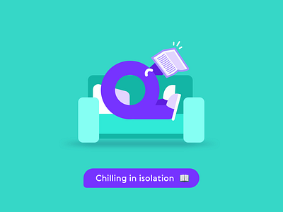 Chilling in isolation 📖 2d book branding charatcer couch covid 19 cute design fintech flat design hanateh illustration isolation money transfer pandemic paysend simple vector