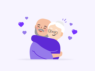 National hugging day 💕 2d character day design elderly fintech flat design hanateh hug illustration love money transfer paysend simple vector