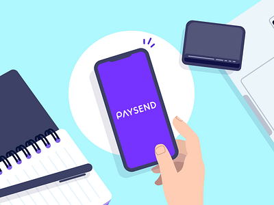 Back Pocket to Digital Wallet 📱 2d brand design fintech flat design hanateh illustration laptop lifestyle logo money transfer paysend phone simple vector wallet