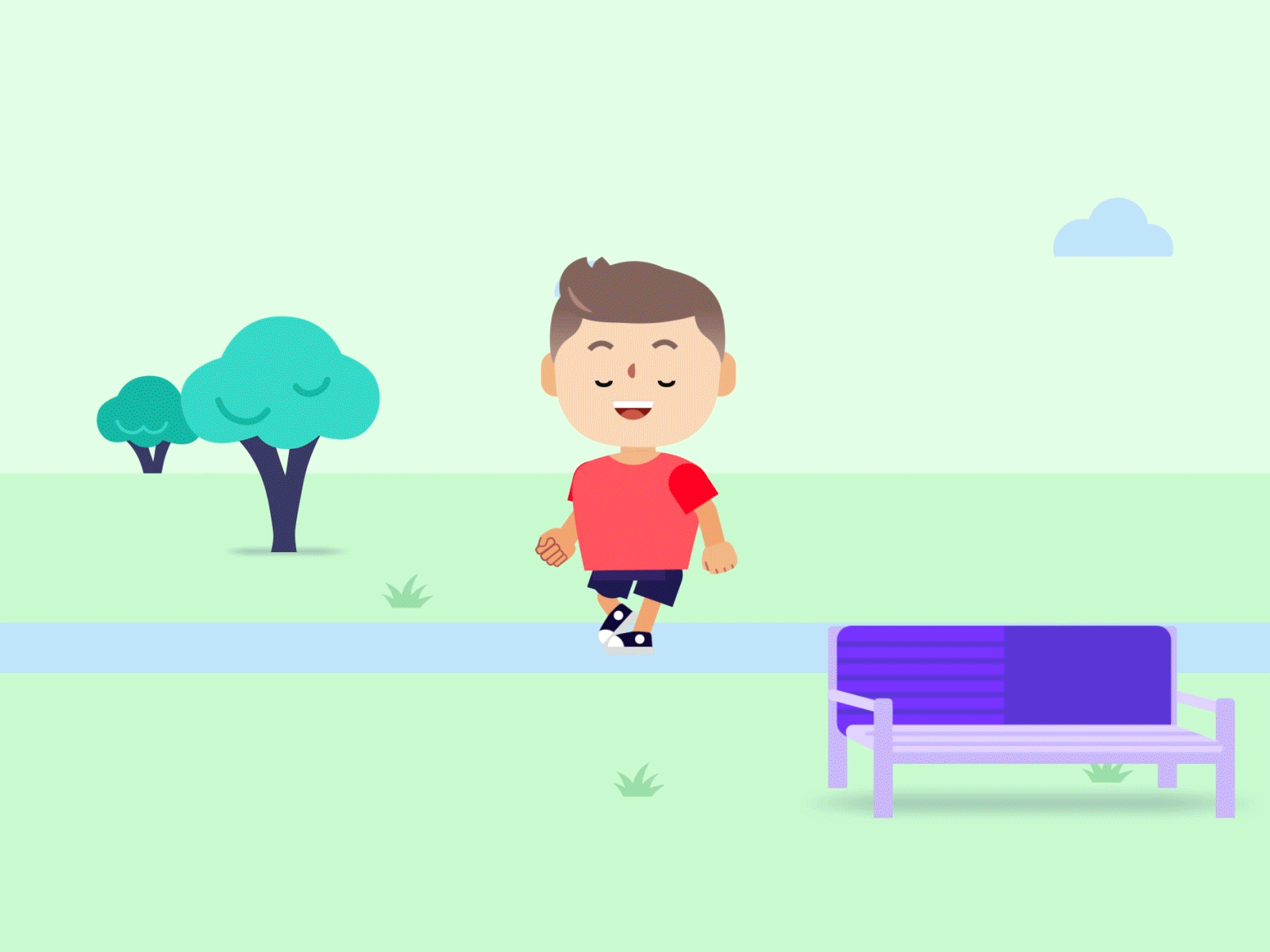 Get outside and read a book 📖 2d animation character design education explainer fintech flat design hanateh illustration motion park paysend rigging simple video