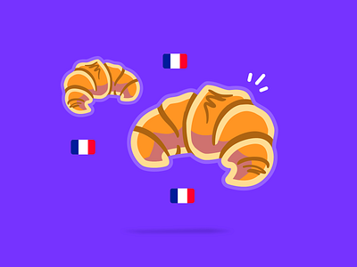 French croissants 🥐 🇫🇷 2d blog post croissant cute design fintech flat design food france hanateh illustration money transfer paysend simple