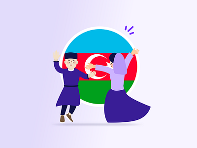 Azerbaijan independence day 🇦🇿 2d azerbaijan independence day 🇦🇿 character country cute dance day design fintech flag flat design hanateh illustration independence paysend simple
