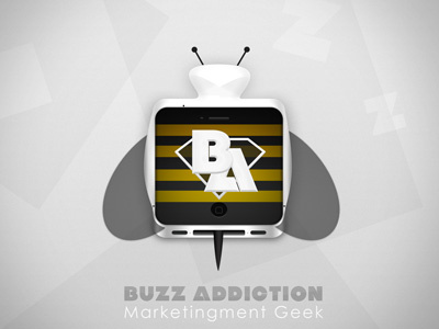Buzz Addiction - Brand Logo apple style brand buzz geek attitude icon insect logo