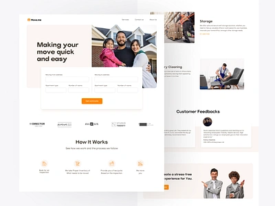 Relocation / Moving Services - Landing page clean design figma home investment movers moving packing property realestate realtor relocating relocation removals storage transportation ui upholstery ux web