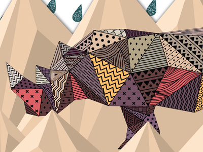 Rhino animal graphic illustration pattern polygon rhino