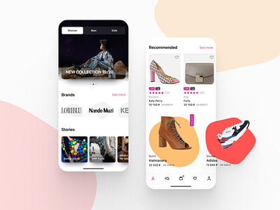 Multi-brand shop app app design brand design mobile mobile design product shop store stories ui ux