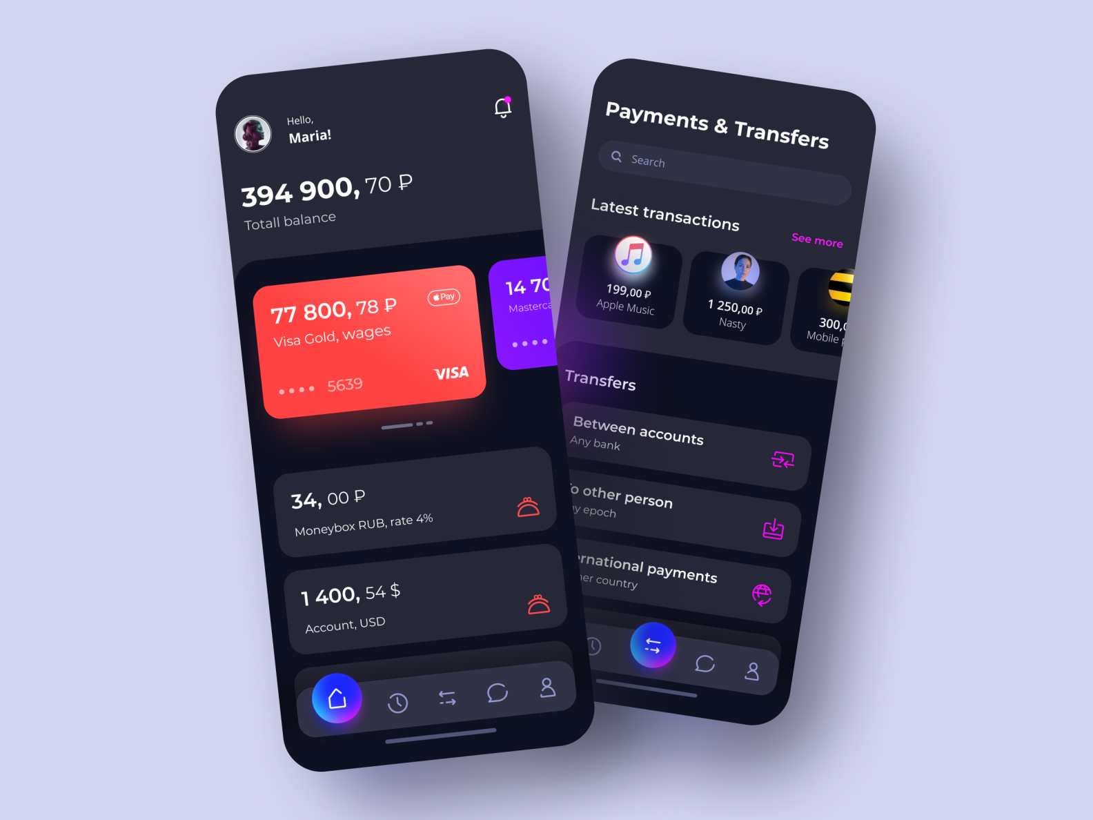 Banking App by Maria Mekhonoshina on Dribbble