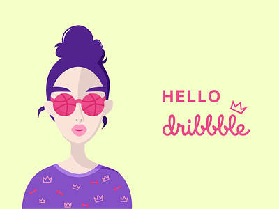 Hello Dribbble! debut dribbble first shot girl hello dribbble hi illustration web