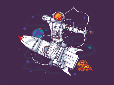Hungarian in space astronaut design funny illustration vector