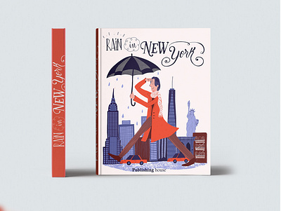 Book cover Rain in New York colors design illustration typography