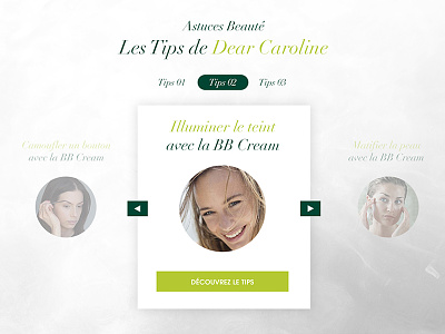 Garnier Skin Active - Beauty Tips garnier girls interface make up navigation skin active slider tips ui web wip