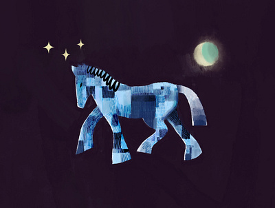 Blue Horse character art digital painting horse illustration illustration art painting procreate