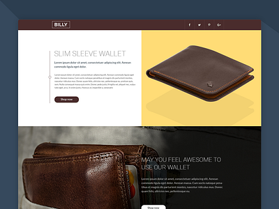 Billy – Wallet Shop PSD Template (Freebie)