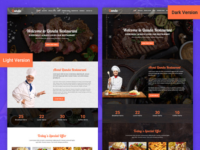 Qanda- Restaurant Onepage Psd Template asian food bakery bar cafe coffee food pizza restaurant restaurant template restaurant website seafood