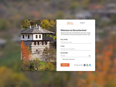 Daily UI #001 - Sign Up 100 daily ui 100 day challenge 100 day ui challenge adobe xd attraction autumn bulgarian dailui dailyui dailyui 001 design house log in sign up sign up form typography ui ui ux user interface village