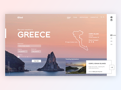 Daily UI #003 - Landing page adobe xd challenge daily dailyui design destination greece pink travel travel agency trip ui vacation web