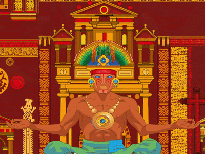 Winaykay - Chaman america character colorfull ecuador flat design incas jungle mayas runes