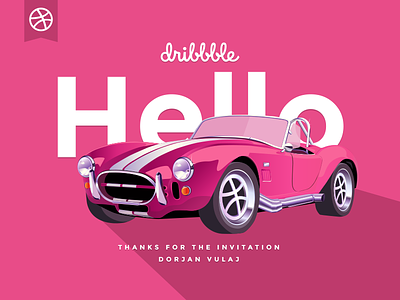 Hello Dribbble! cabrio car cobra first shot hello illustration pink cobra sportcar