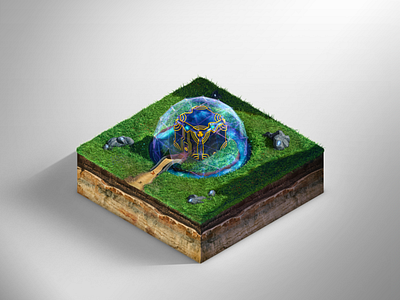Isometric Sci-Fi Fortress / "CUBE" illustration isometric space
