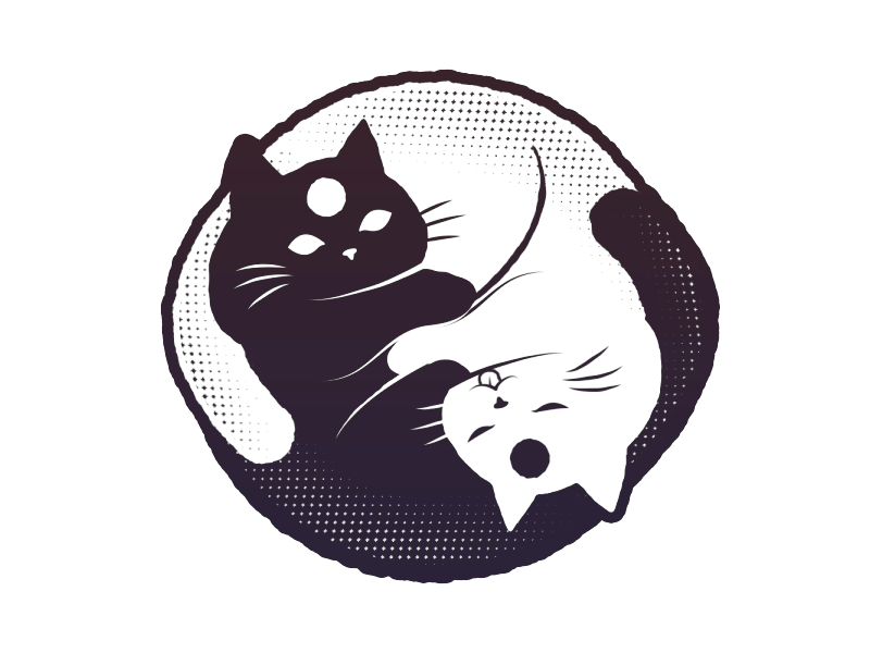 Yin Yang Cats animation cats gif illustration loop yinyang