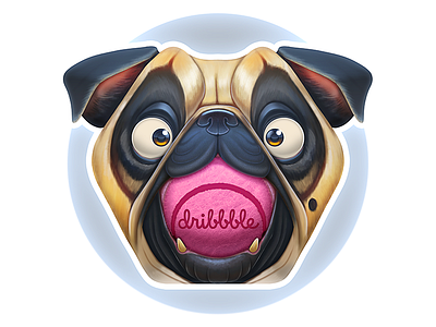 Sir Pugsilton with Dribbble Ball 2 invite 2danimation animation animation 2d charachter framebyframe pug reel