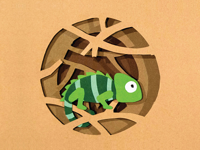 Chameleon Paper Illustration animal art chameleon design illustration paper paper art typography zoo
