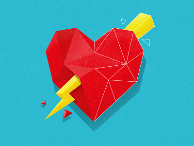 Lovestruck 3d arrow broken grain hearth hole illustration lightning lines love polygon texture vector
