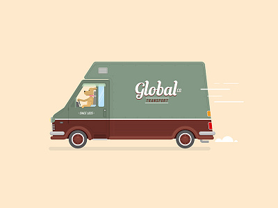 Global Transport animal car character dog global retro transport truck type van vector vintage